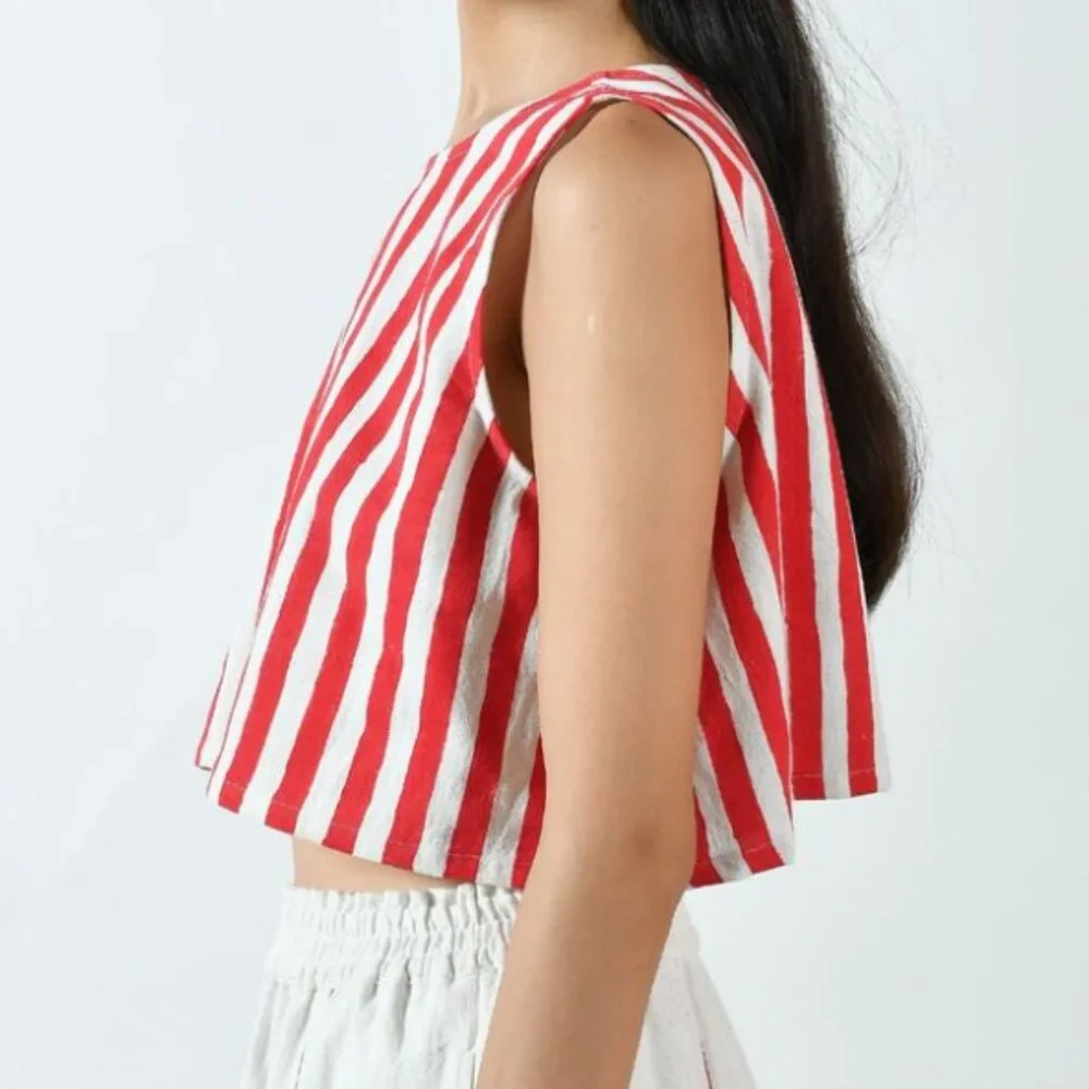 Cherry Cane Tie Back (Crop) Blouse - Picture 3 of 8